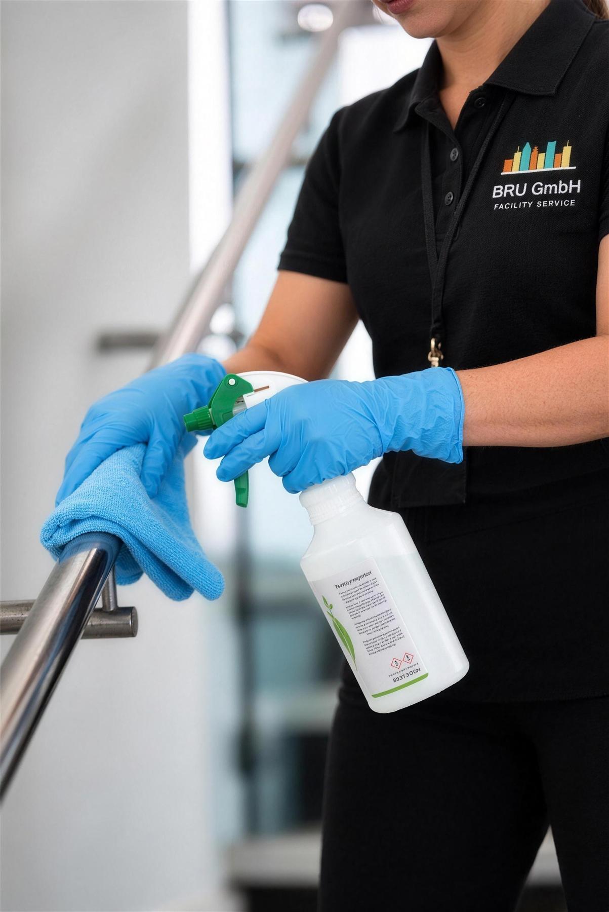 Mitarbeiterin der BRU GmbH bei der Gebäudereinigung